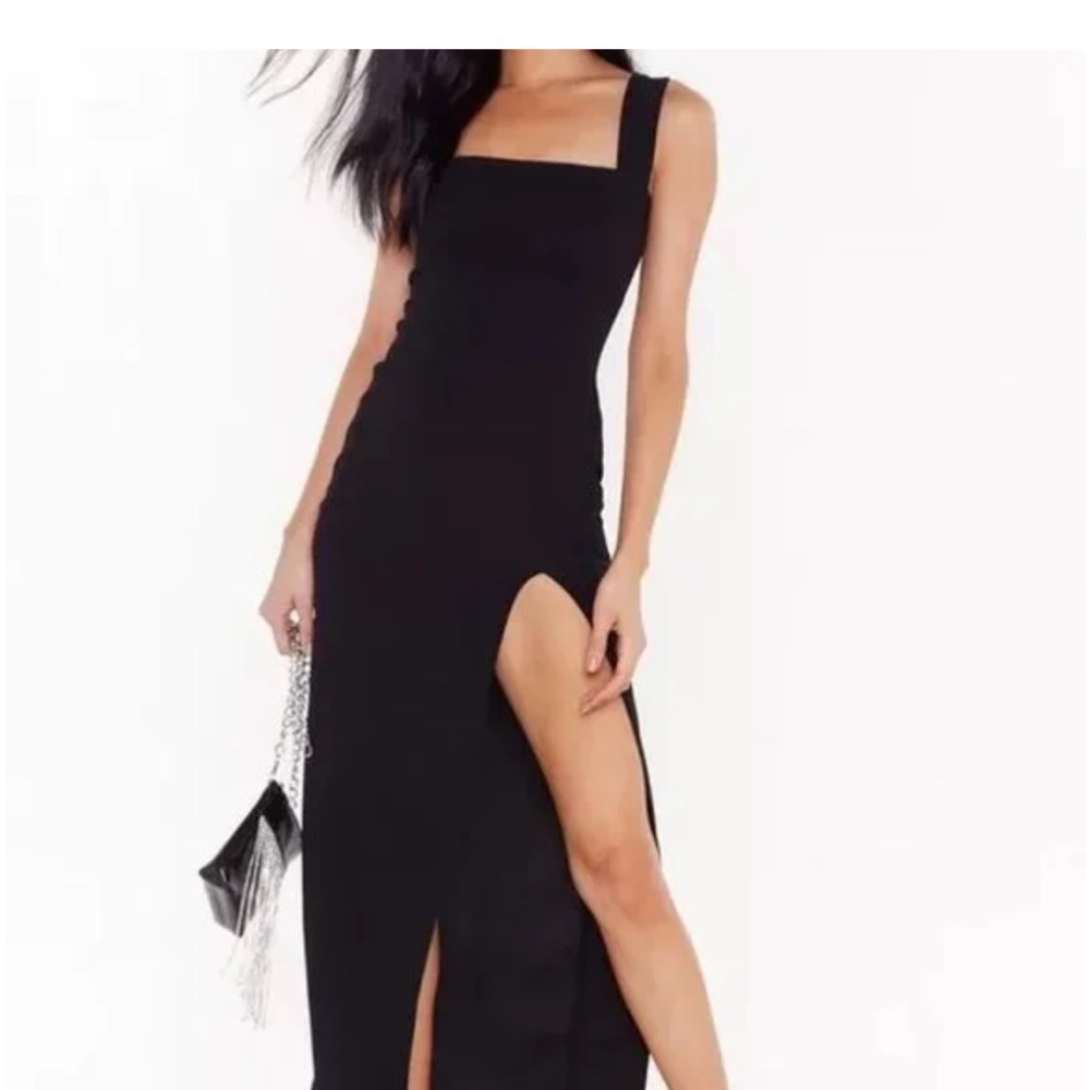 Nasty Gal Black Square Neck Dress